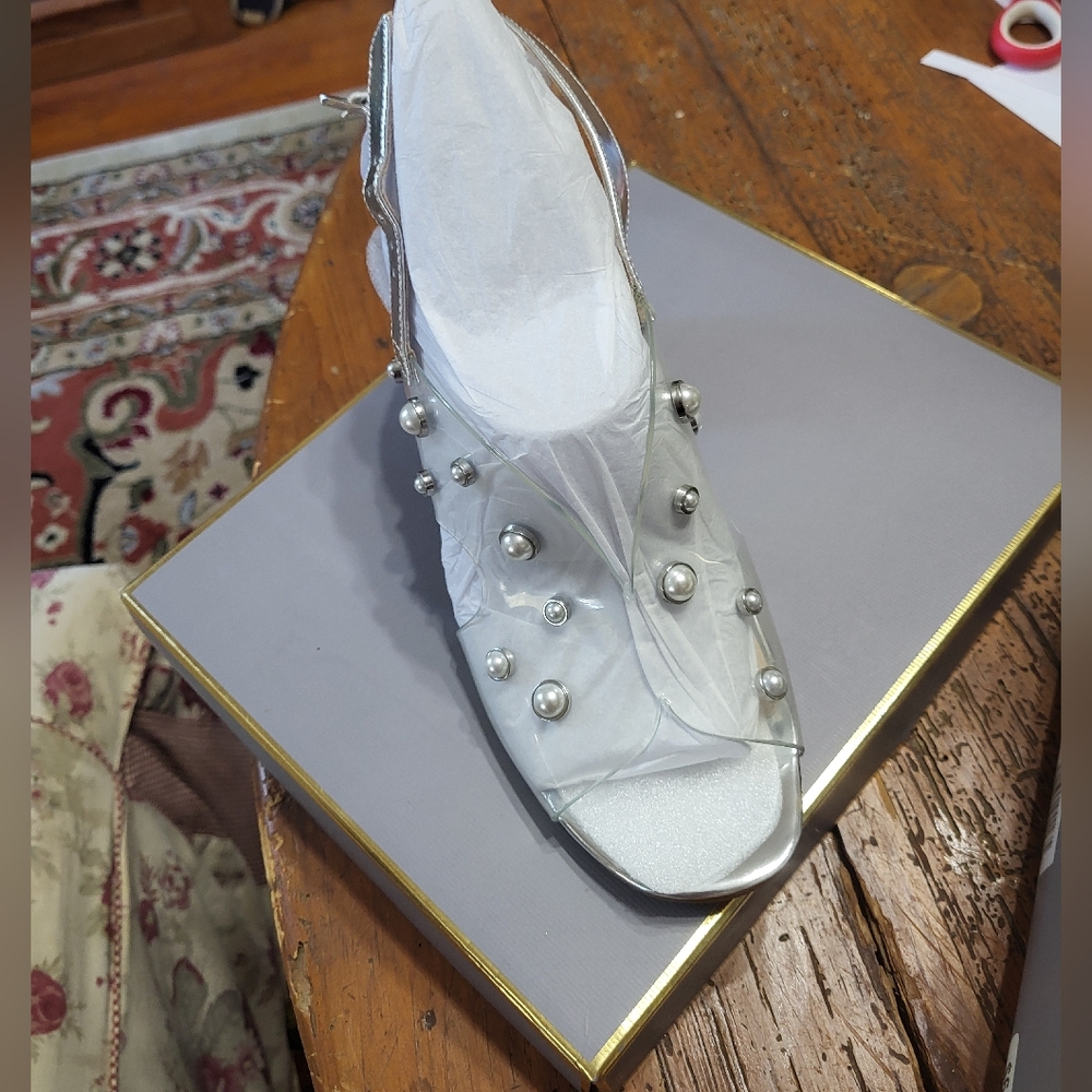 Louise Et Cie Clear Pearl-Studded Heels